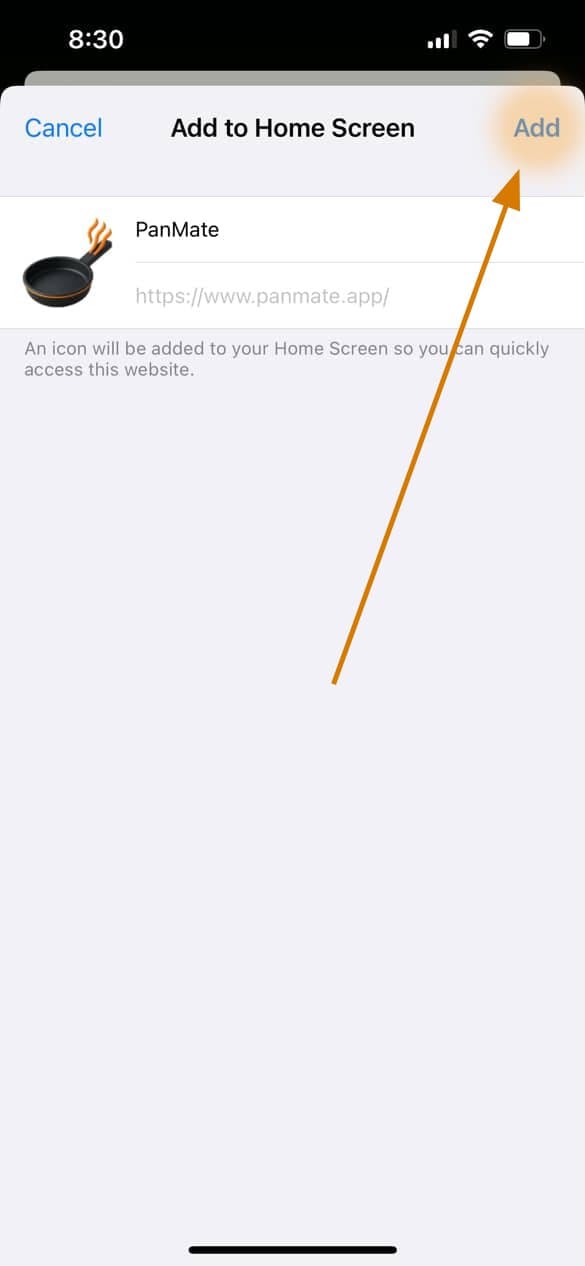 Step 3: Confirm adding the app to the Home Screen